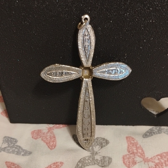 Silver & Turquoise Stone Cross Pendant ✝️✨ - Picture 2 of 2